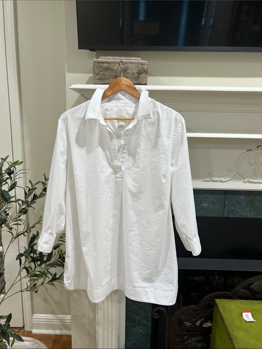 Chico's White Casual Button-Down Popover Shirt